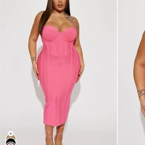 Fashion Nova Victoria Bandage Midi Dress- Pink